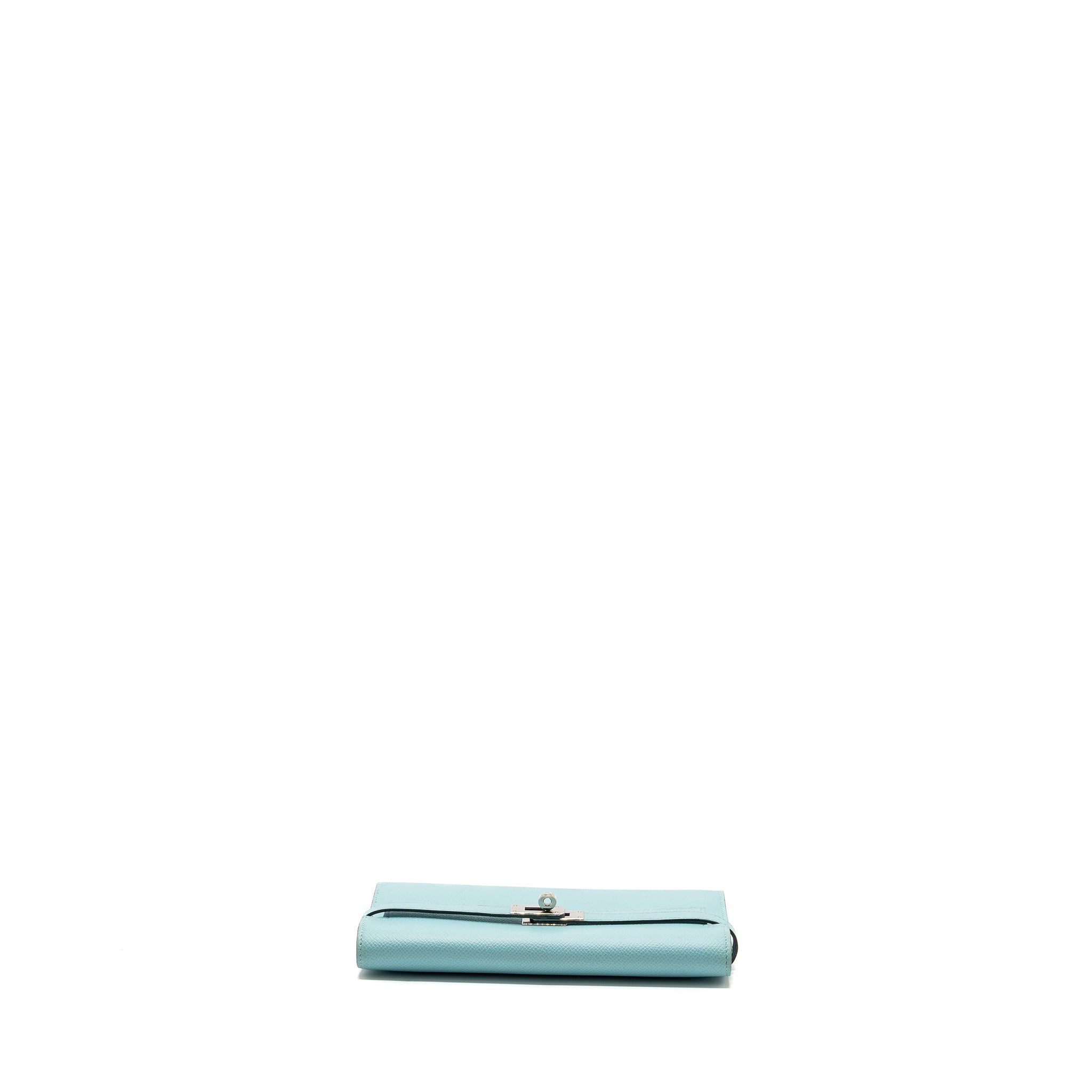 HERMES KELLY LONG WALLET EPSOM LIGHT BLUE SHW