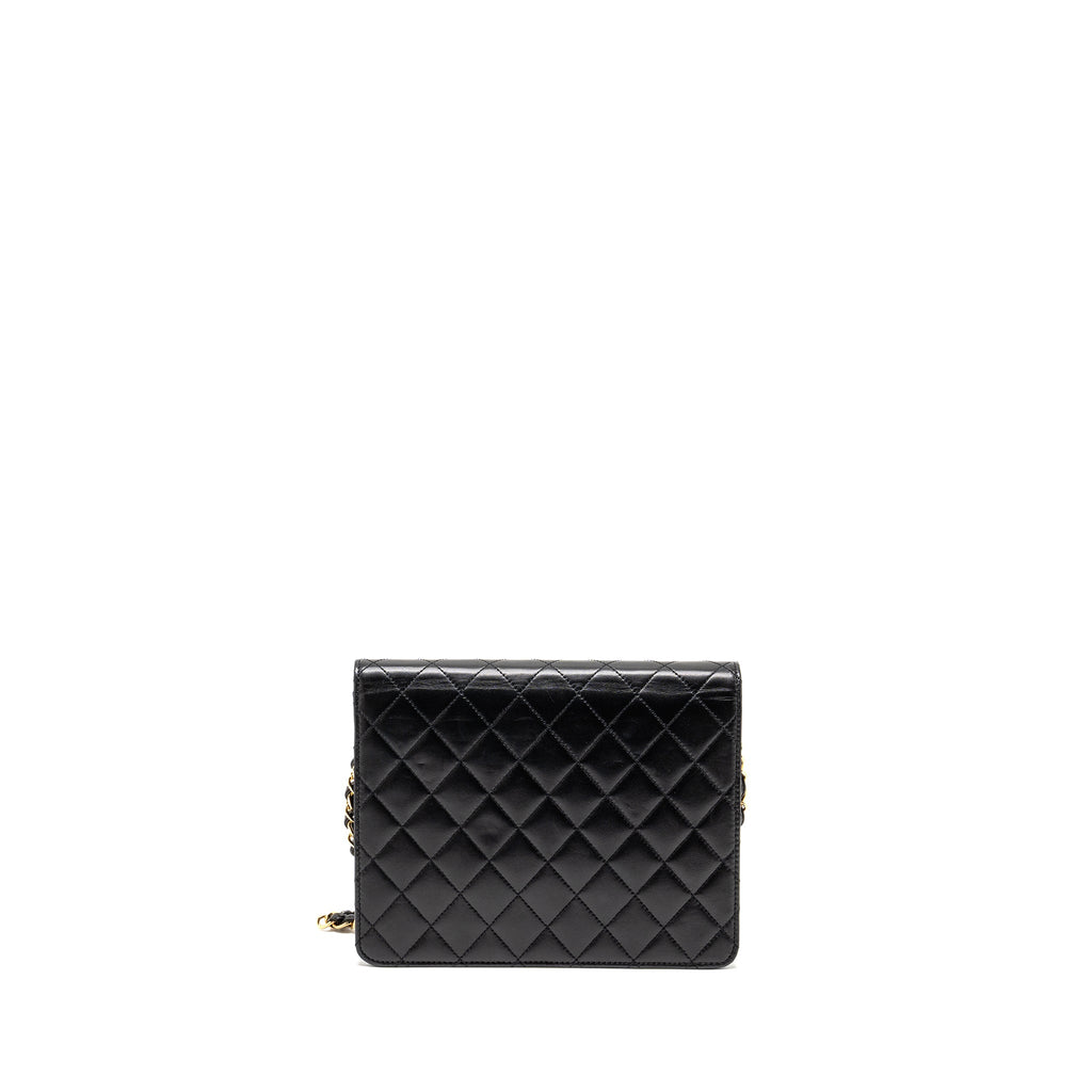 CHANEL VINTAGE SQUARE FLAP CHAIN BAG LAMBSKIN BLACK GHW