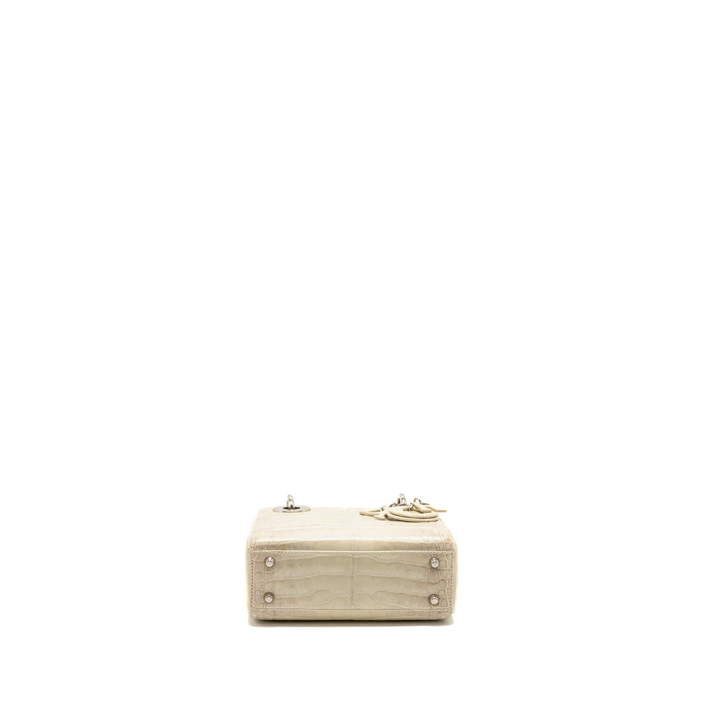 DIOR MINI LADY DIOR HIMALAYAN CROCODILE WHITE SHW