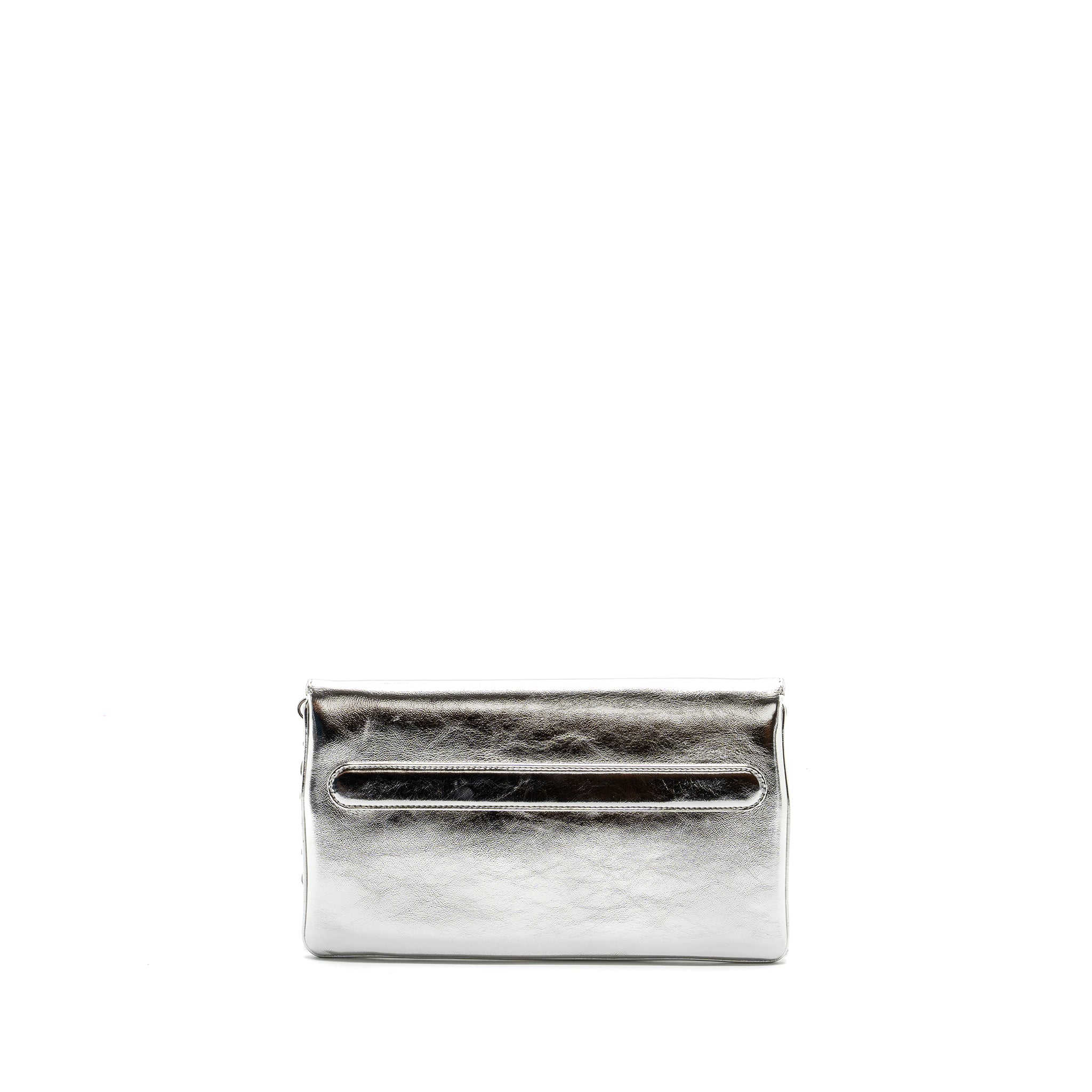 DIOR DIORDOUBLE CLUTCH WITH CHAINS CALFSKIN ARGENT BLACK HARDWARE