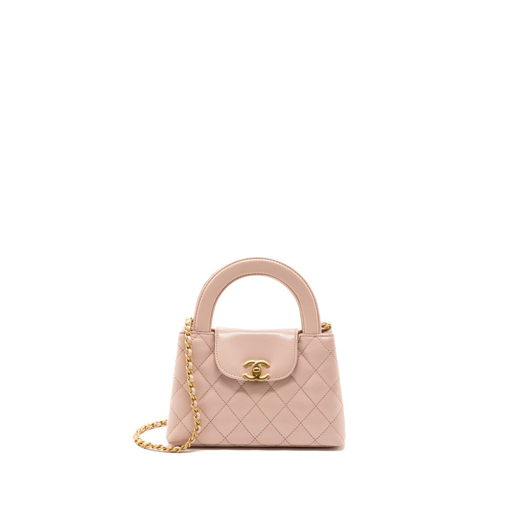 CHANEL 23K MINI SHOPPING BAG CALFSKIN LIGHT PINK  BRUSHED GHW(MICROCHIP)