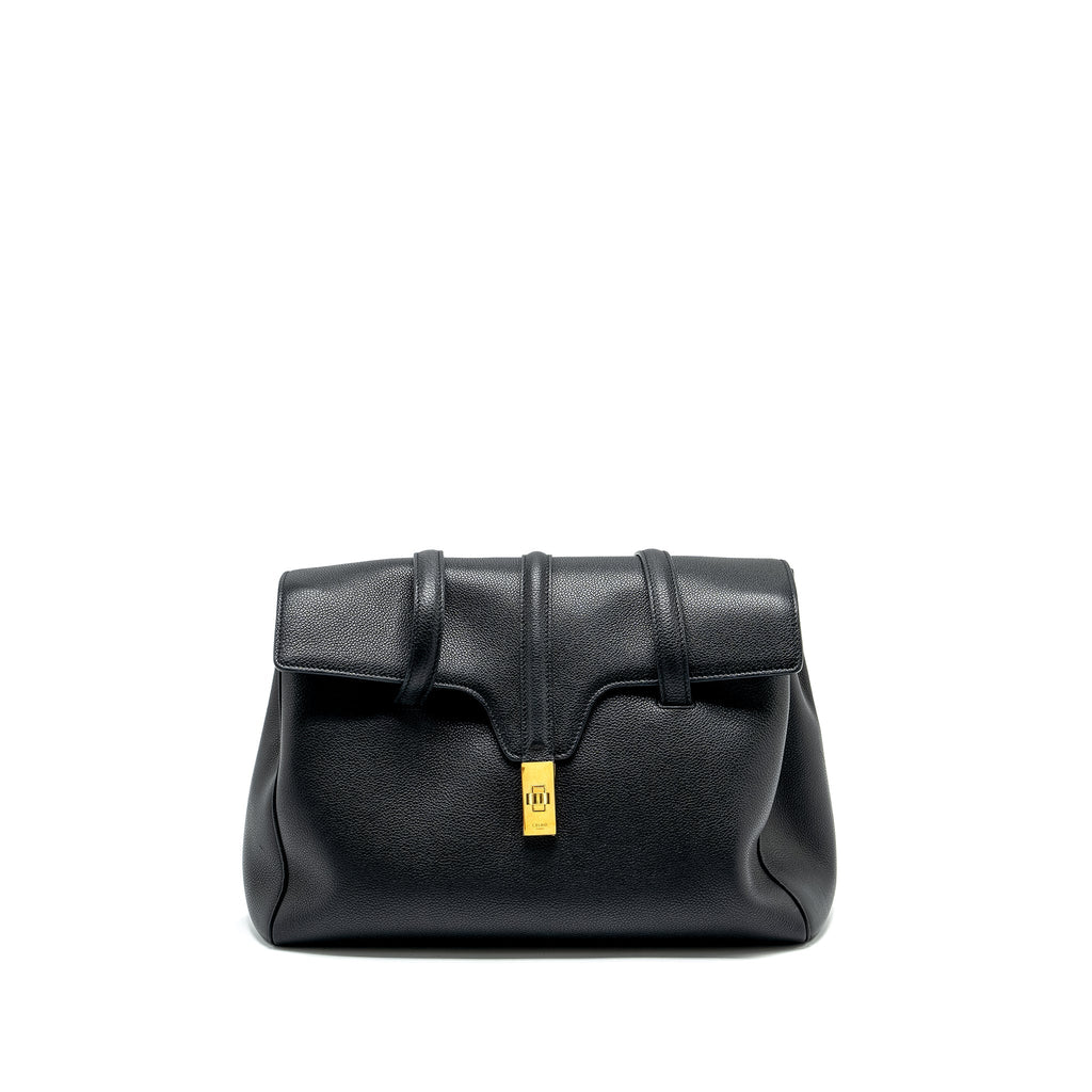 CELINE MEDIUM SOFT 16 BAG GRAINED CALFSKIN BLACK GHW