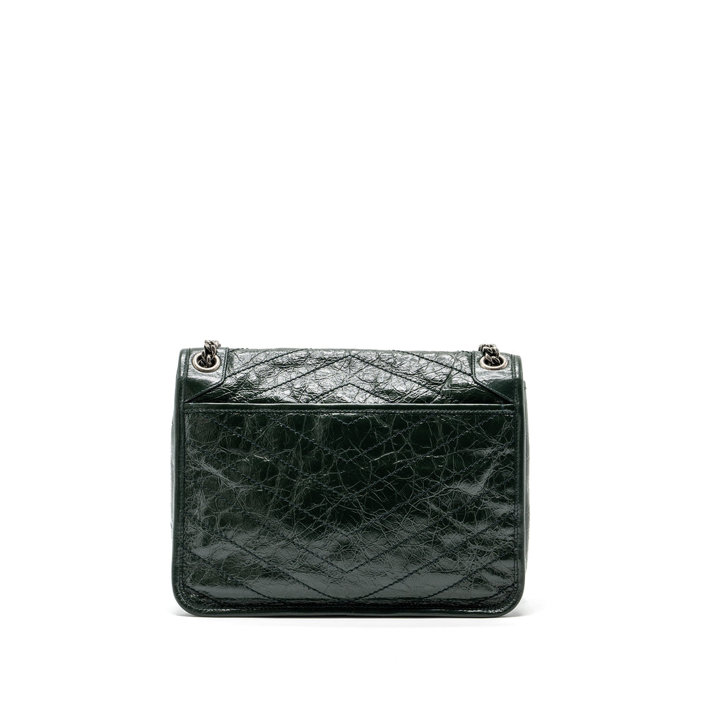 SAINT LAURENT MEDIUM NIKI CALFSKIN GREEN RUTHENIUM HARDWARE