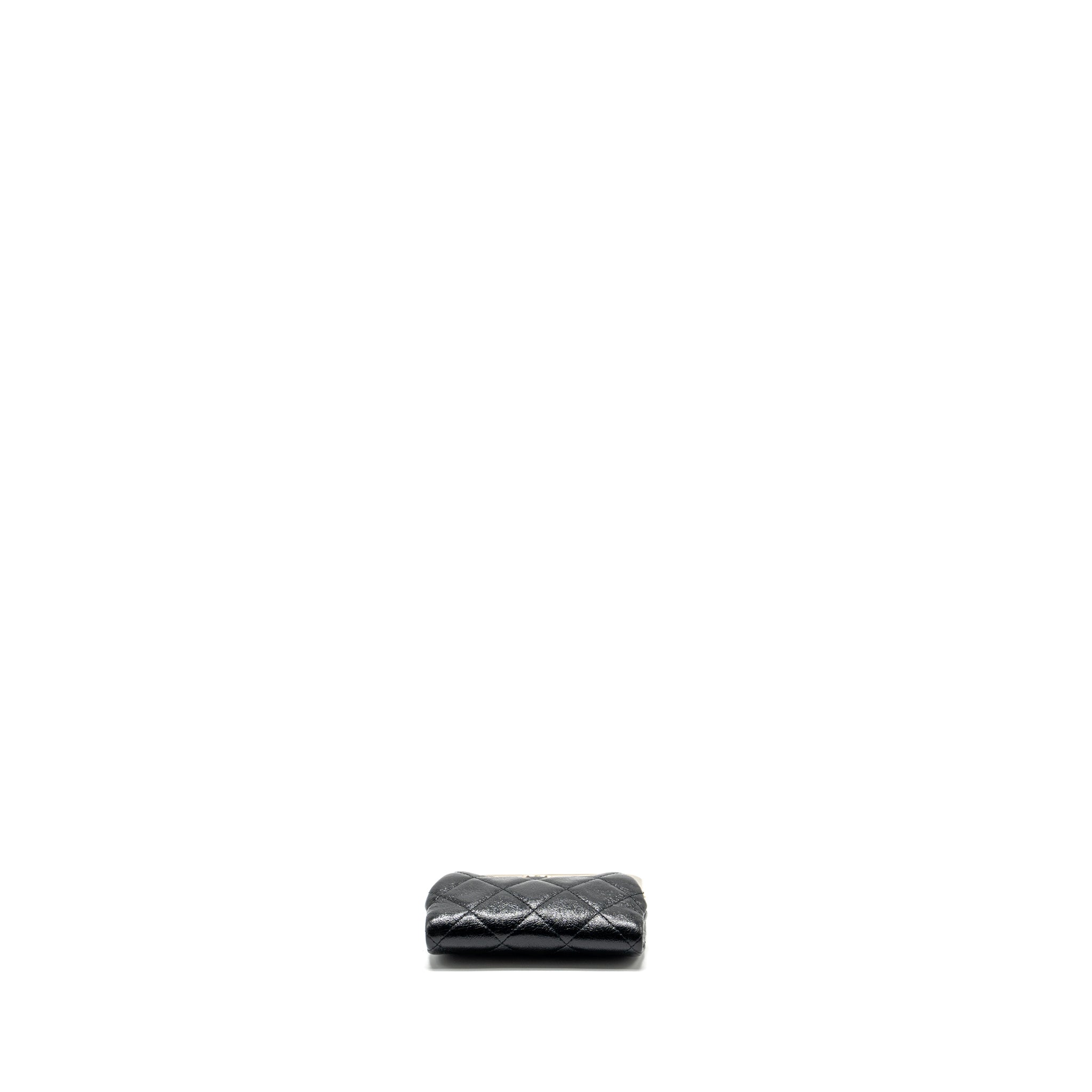 CHANEL QUILTED MINI CLIP PURSE WITH CHAIN AGED CALFSKIN BLACK LGHW (MICROCHIP)
