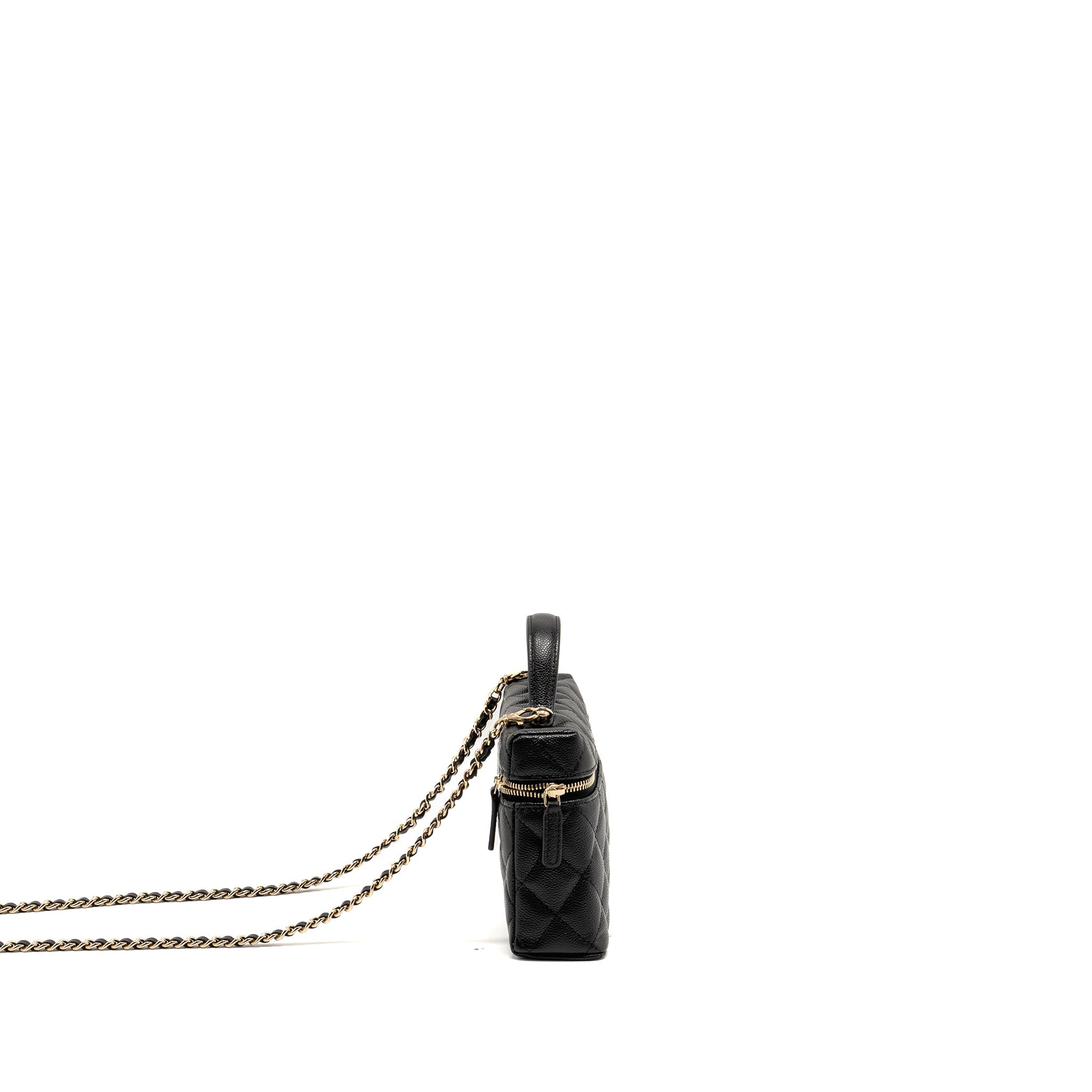 CHANEL CC TOP HANDLE VANITY BAG CAVIAR BLACK LGHW (MICROCHIP)