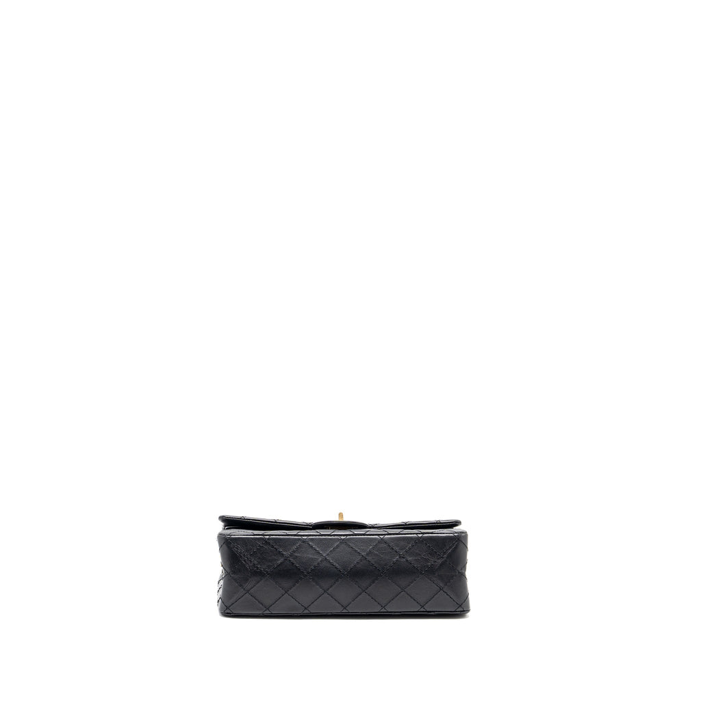 CHANEL SMALL 2.55 REISSUE DOUBLE FLAP BAG AGED CALFSKIN BLACK GHW