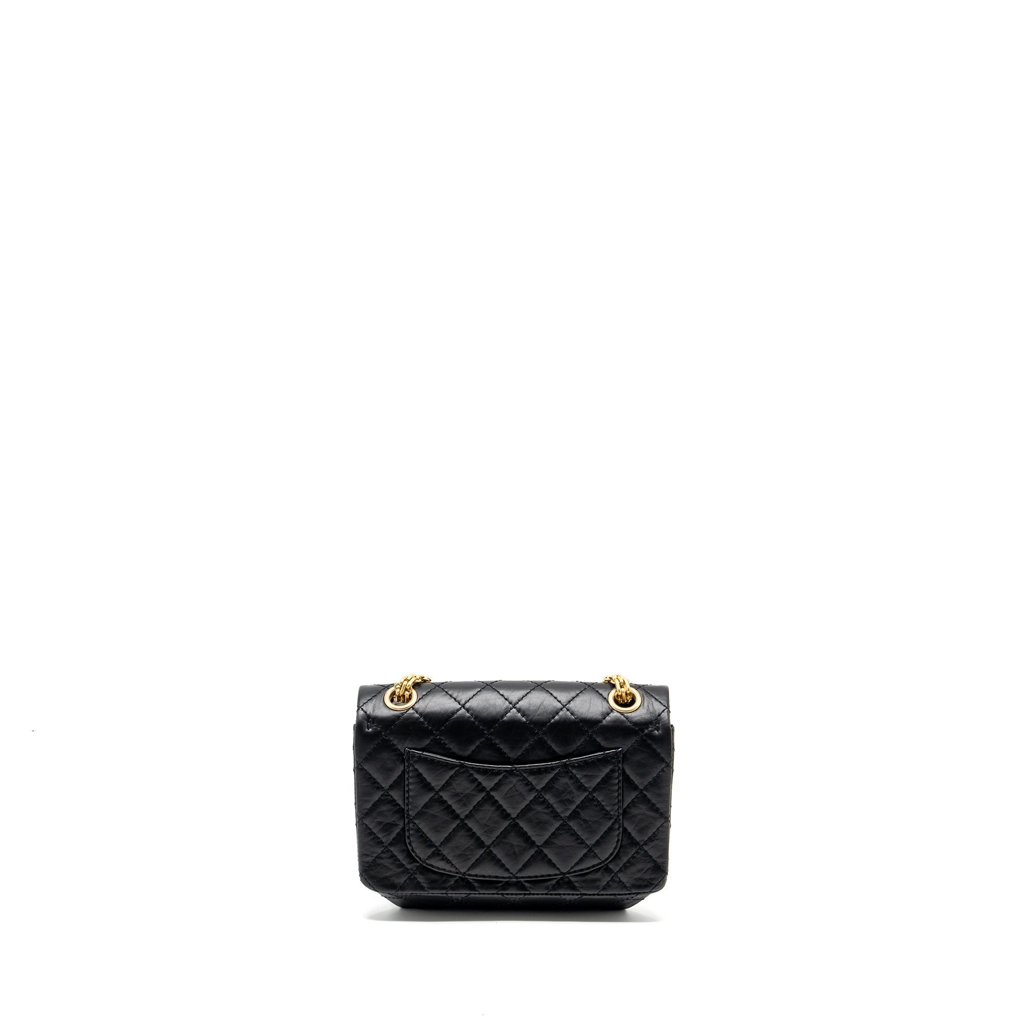 CHANEL MINI 2.55 REISSUE AGED CALFSKIN BLACK GHW (MICROCHIP)