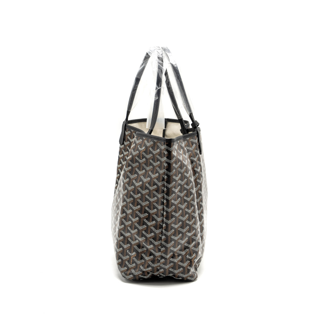 GOYARD SAINT LOUIS PM TOTE BAG GOYARDINE CANVAS/CALFSKIN BLACK SHW