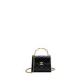 CHANEL 22B ENAMEL TOP HANDLE MINI FLAP BAG LAMBSKIN BLACK GHW (MICROCHIP)