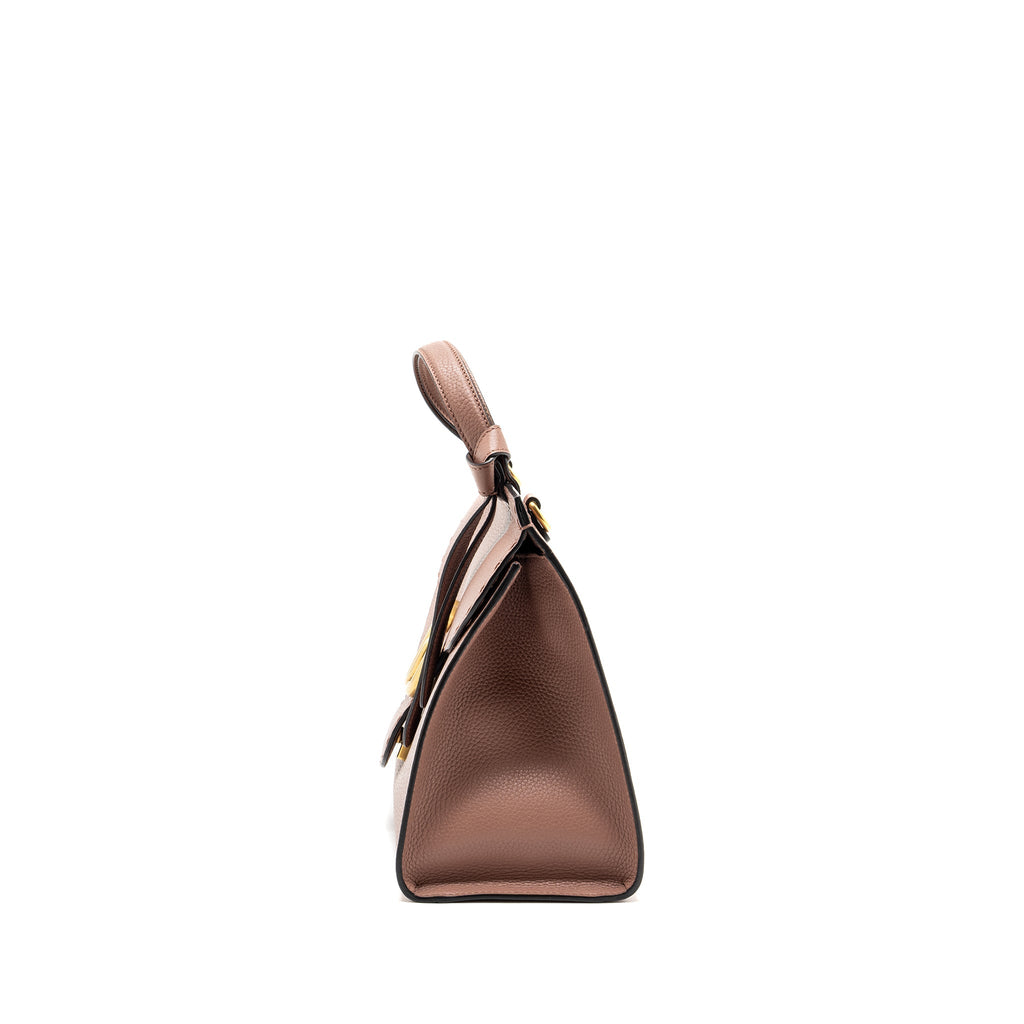GUCCI TOP HANDLE FLAP BAG CALFSKIN DARK PINK GHW
