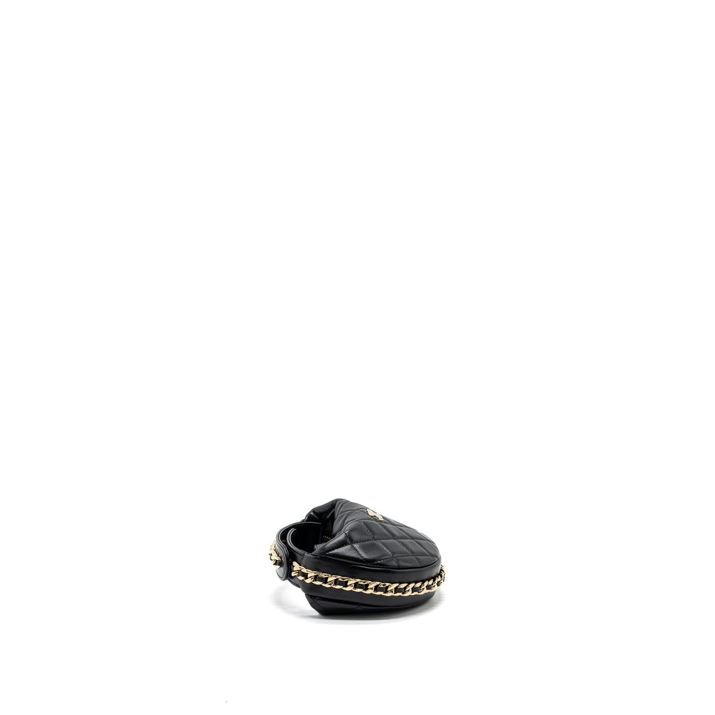 CHANEL 23C ROUND CLUTCH LAMBSKIN BLACK GHW (MICROCHIP)