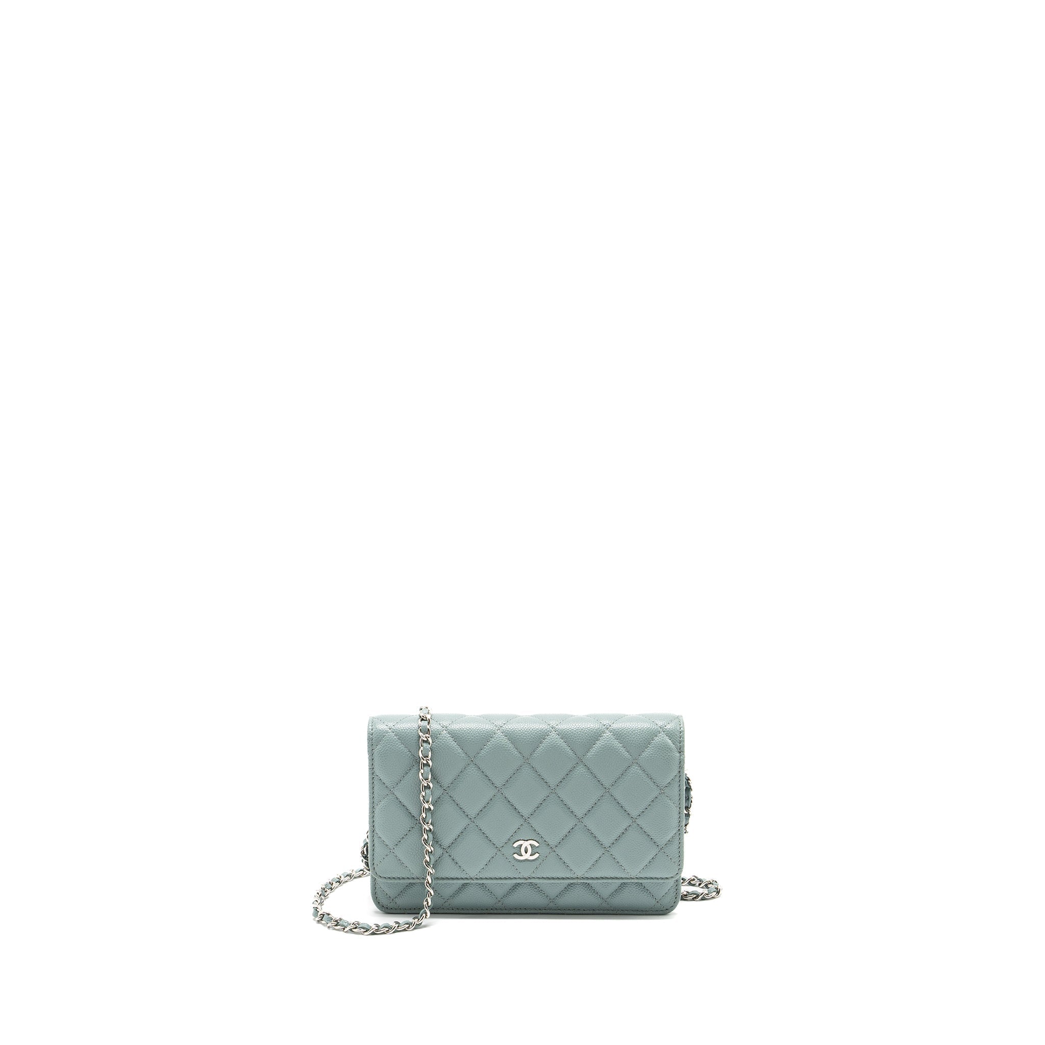 CHANEL CLASSIC WALLET ON CHAIN CAVIAR LIGHT BLUE SHW