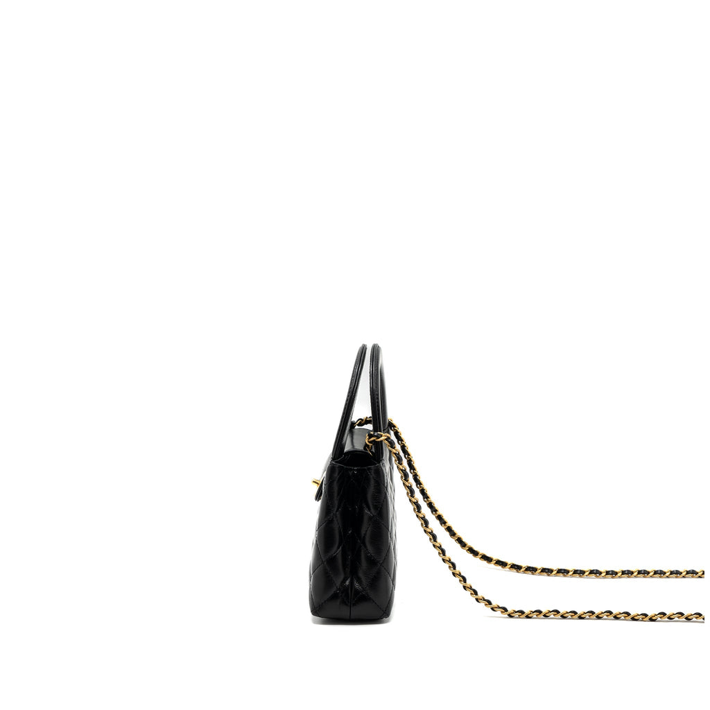 CHANEL 23K MINI SHOPPING TOTE CALFSKIN BLACK BRUSHED GHW(MICROCHIP)