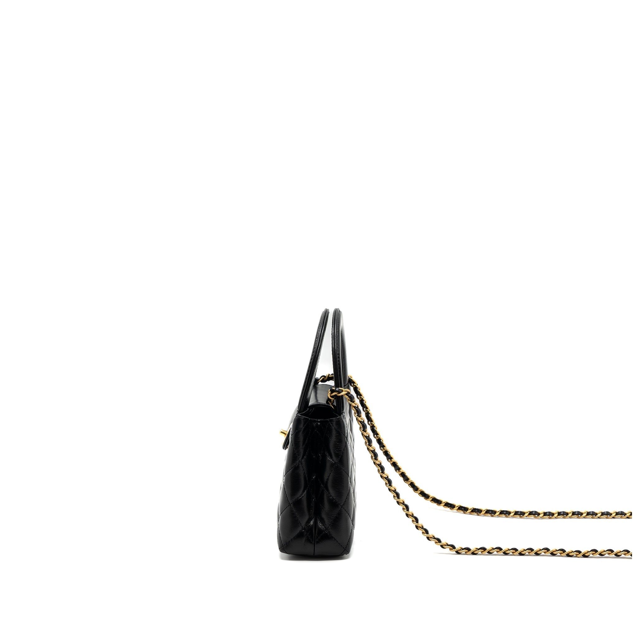 CHANEL 23K MINI SHOPPING TOTE CALFSKIN BLACK BRUSHED GHW(MICROCHIP)