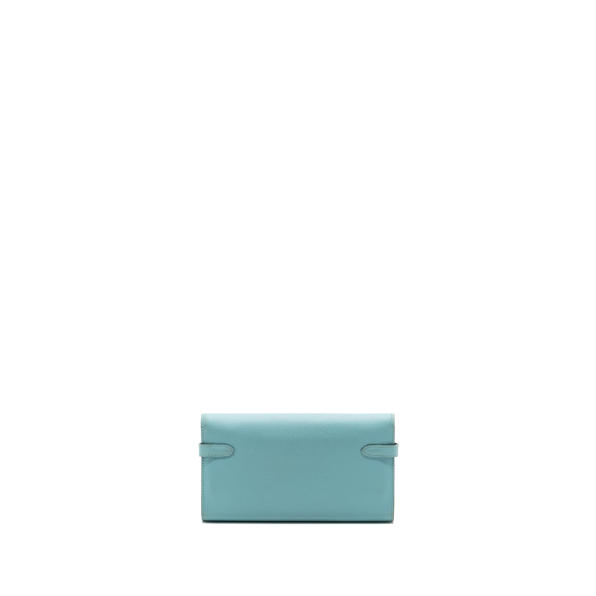 HERMES KELLY LONG WALLET EPSOM LIGHT BLUE SHW