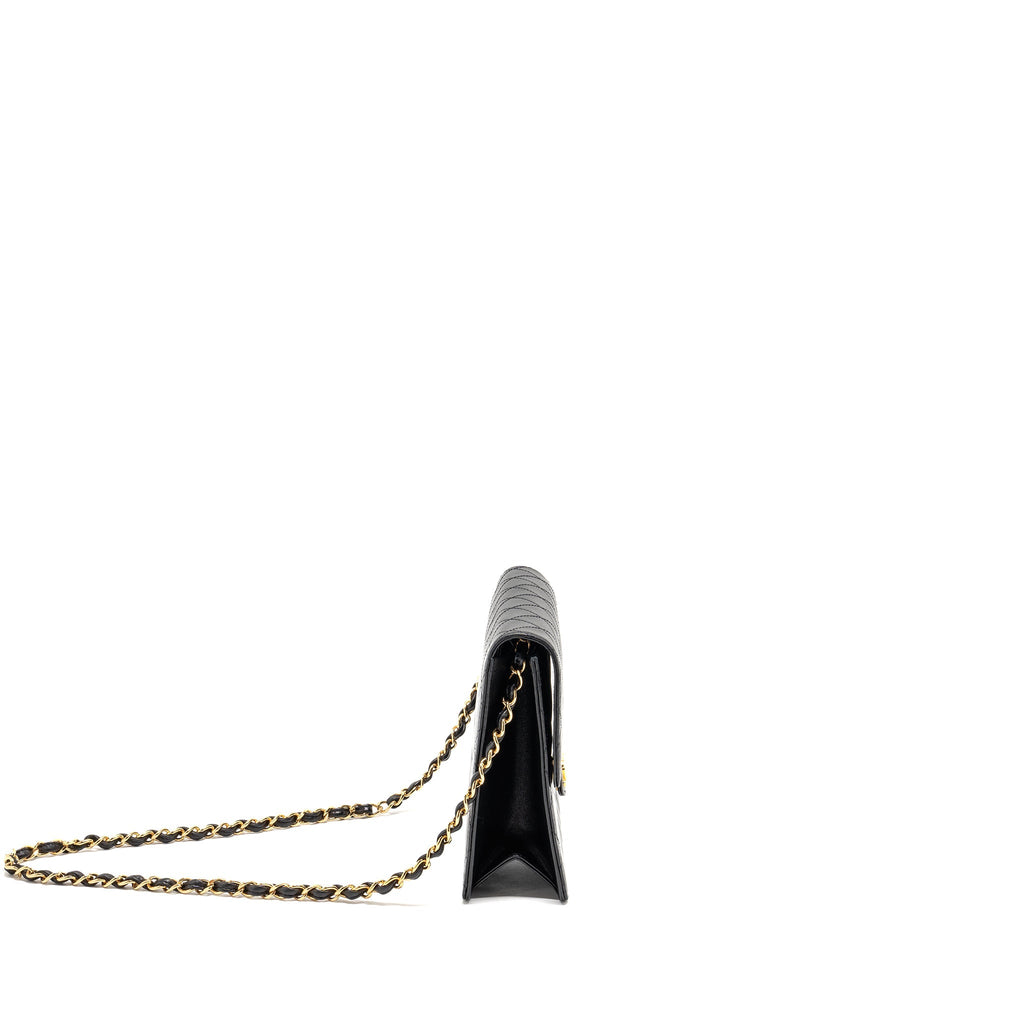 CHANEL VINTAGE SQUARE FLAP CHAIN BAG LAMBSKIN BLACK GHW