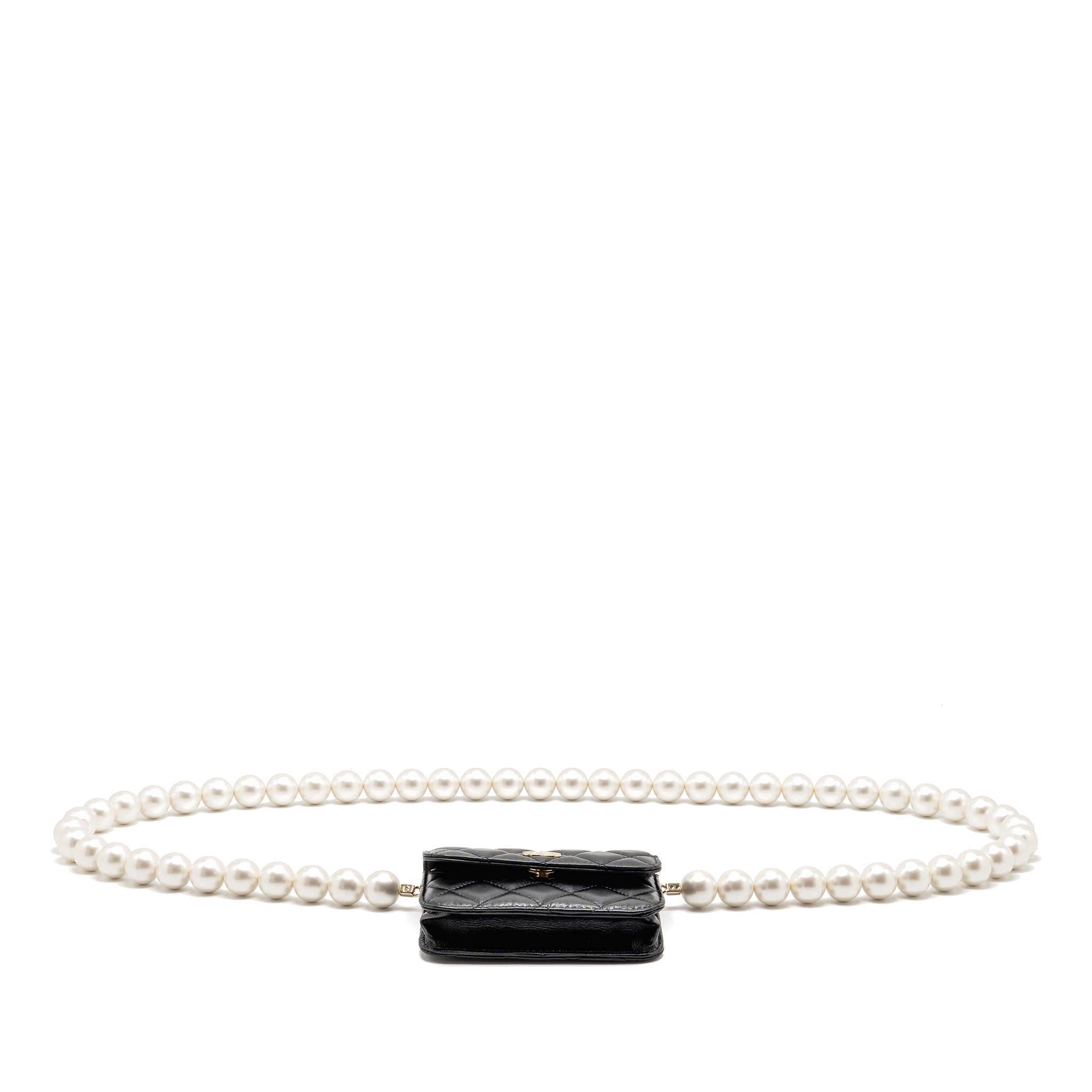 CHANEL MAXI PEARL CLUTCH WITH CHAIN LAMBSKIN BLACK LGHW
