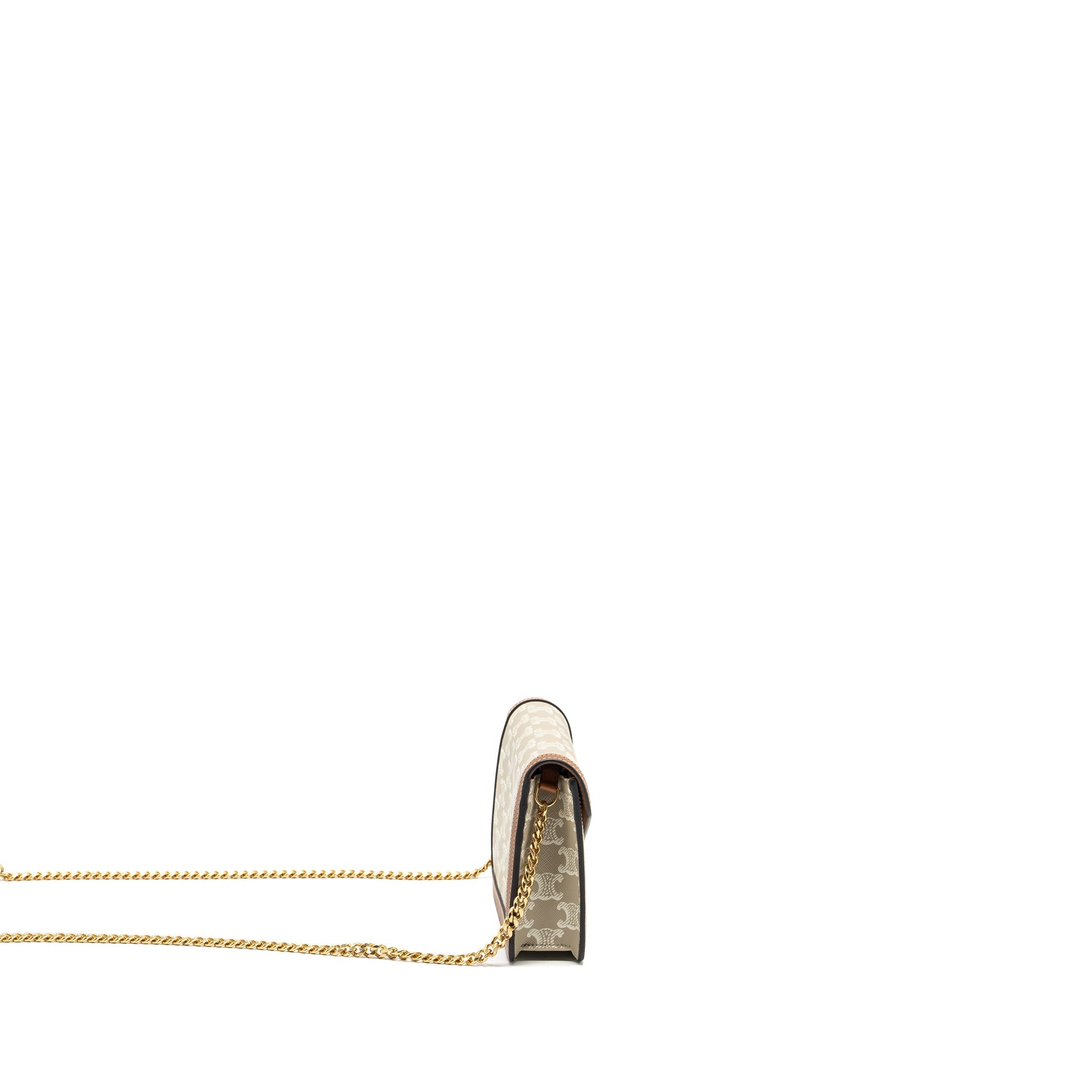 CELINE MARGO WALLET ON CHAIN TRIOMPHE CANVAS / CALFSKIN GREGE GHW
