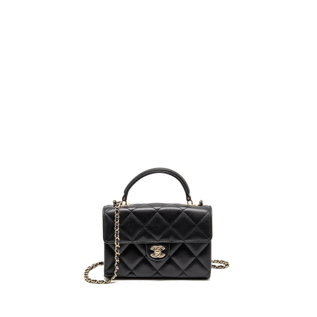 CHANEL TOP HANDLE QUILTED CC FLAP BAG CAVIAR BLACK LGHW (MICROCHIP)