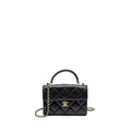 CHANEL TOP HANDLE QUILTED CC FLAP BAG CAVIAR BLACK LGHW (MICROCHIP)