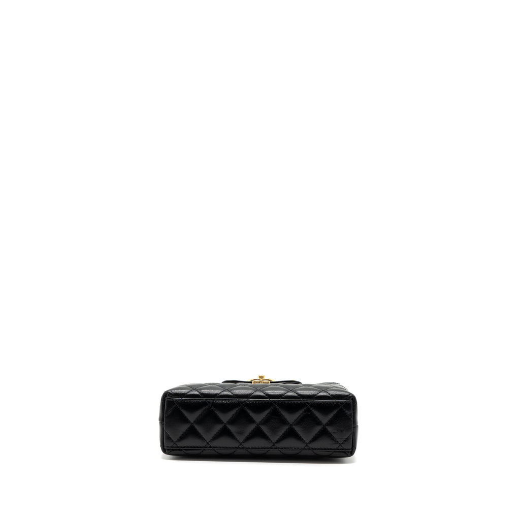 CHANEL 23K MINI SHOPPING BAG CALFSKIN BLACK BRUSHED GHW(MICROCHIP)