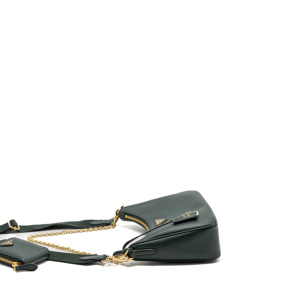 PRADA RE-EDITION 2005 SAFFIANO DARK GREEN GHW