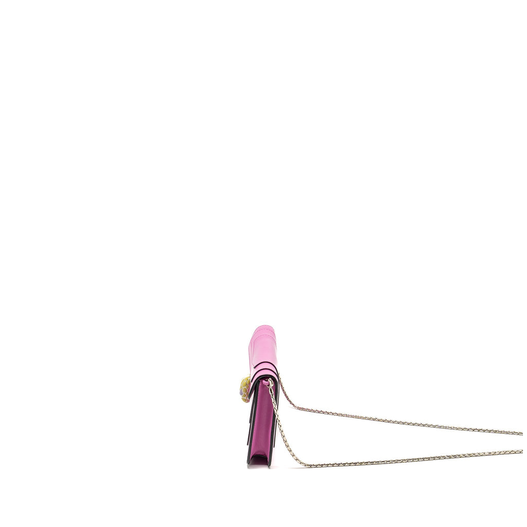 BVLGARI SERPENTI FOREVER CLUTCH WITH CHAIN CALFSKIN PINK SHW