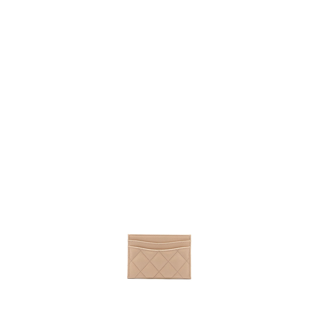 CHANEL CLASSIC CARD HOLDER CAVIAR LIGHT BEIGE LGHW