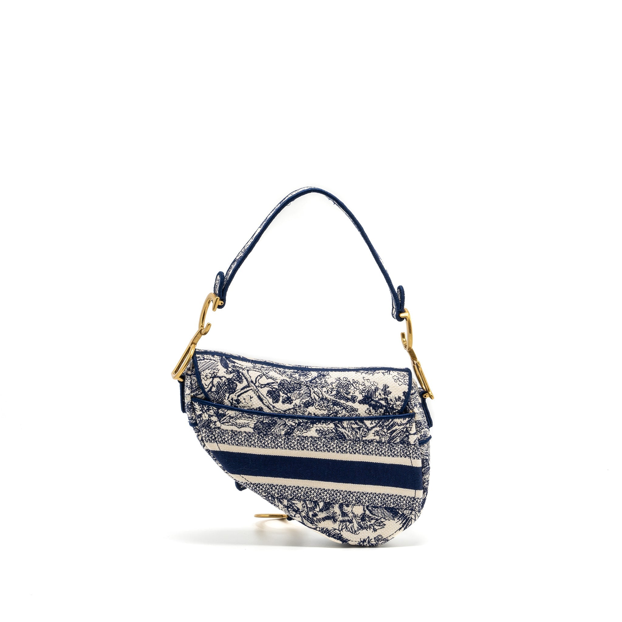 DIOR MEDIUM SADDLE BAG TOILE DE JOUY BLUE GHW