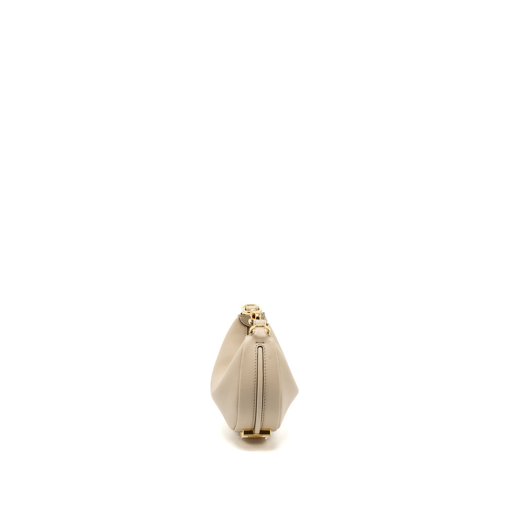 FENDI NANO FENDIGRAPHY LEATHER CHARM CALFSKIN BEIGE GHW