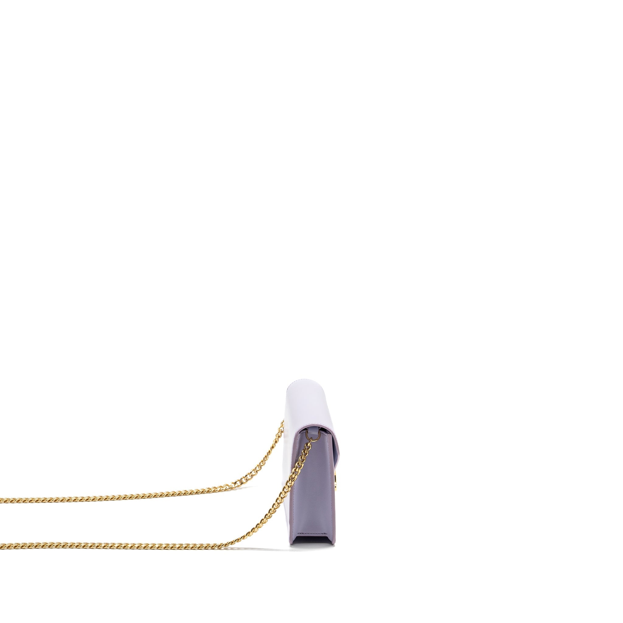 CELINE TRIOMPHE WALLET ON CHAIN MARGO SHINY CALFSKIN LIGHT LAVENDER GHW
