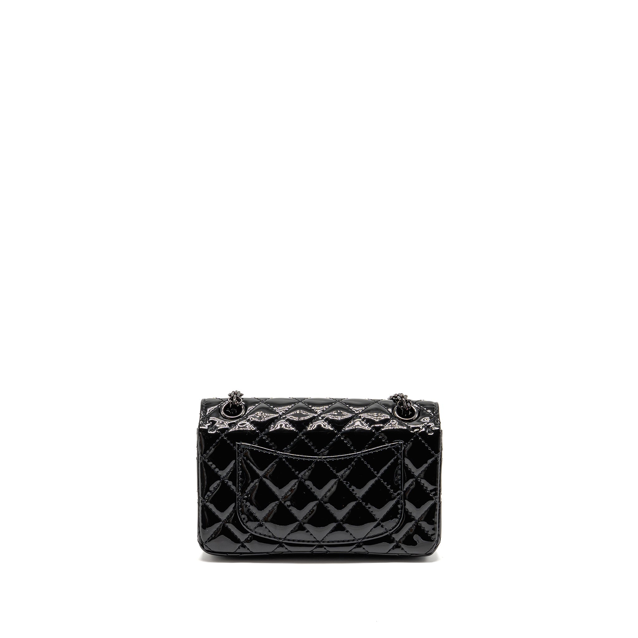CHANEL MINI 2.55 REISSUE PATENT SO BLACK