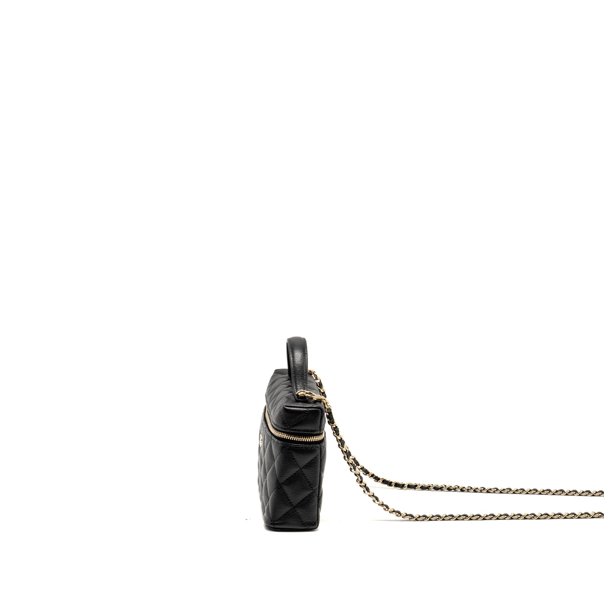CHANEL CC TOP HANDLE VANITY BAG CAVIAR BLACK LGHW (MICROCHIP)