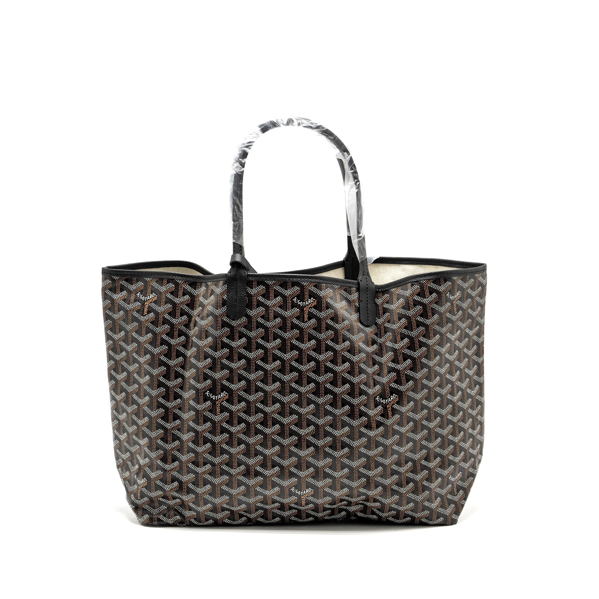 GOYARD SAINT LOUIS PM TOTE BAG GOYARDINE CANVAS/CALFSKIN BLACK SHW