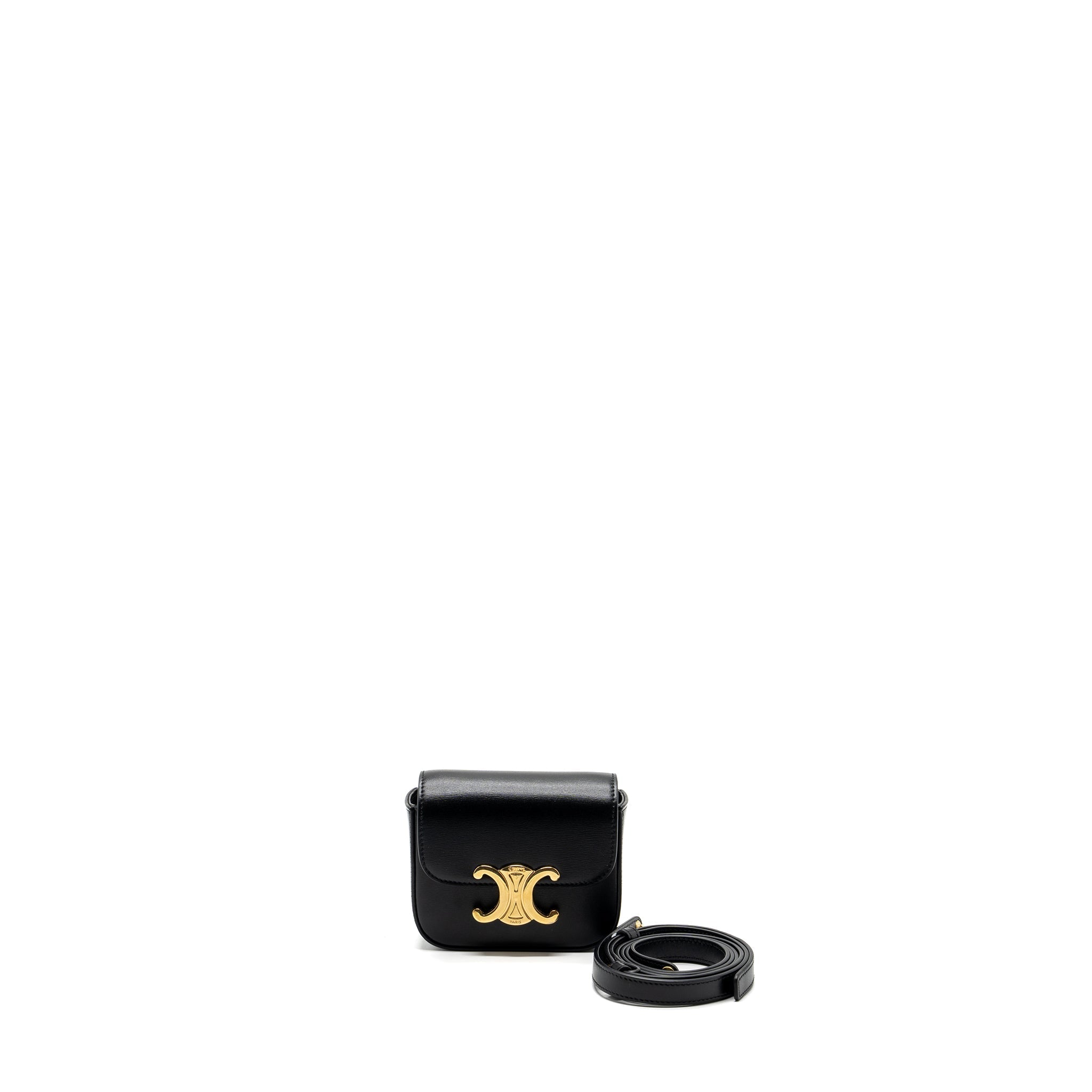CELINE MINI CLAUDE SHINY CALFSKIN BLACK GHW