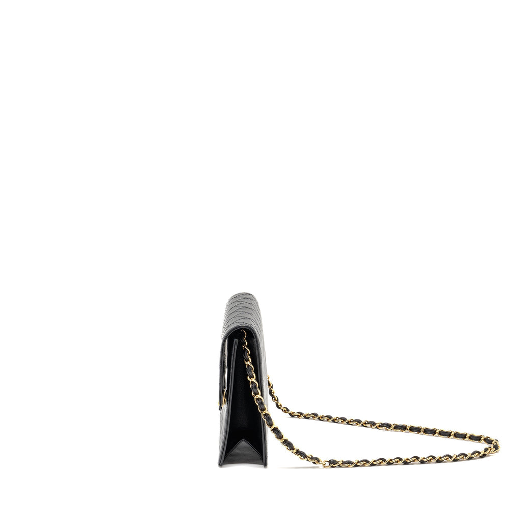 CHANEL VINTAGE SQUARE FLAP CHAIN BAG LAMBSKIN BLACK GHW