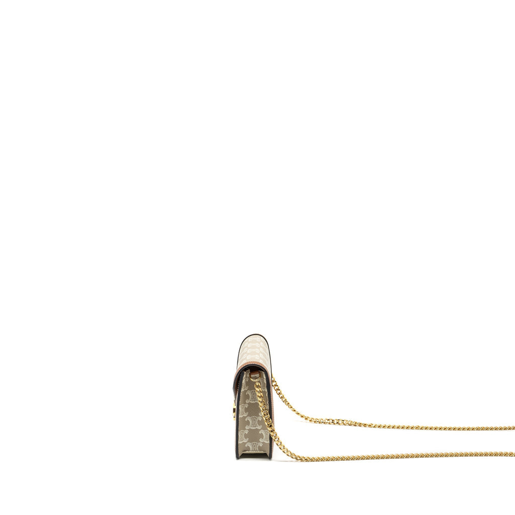 CELINE MARGO WALLET ON CHAIN TRIOMPHE CANVAS / CALFSKIN GREGE GHW