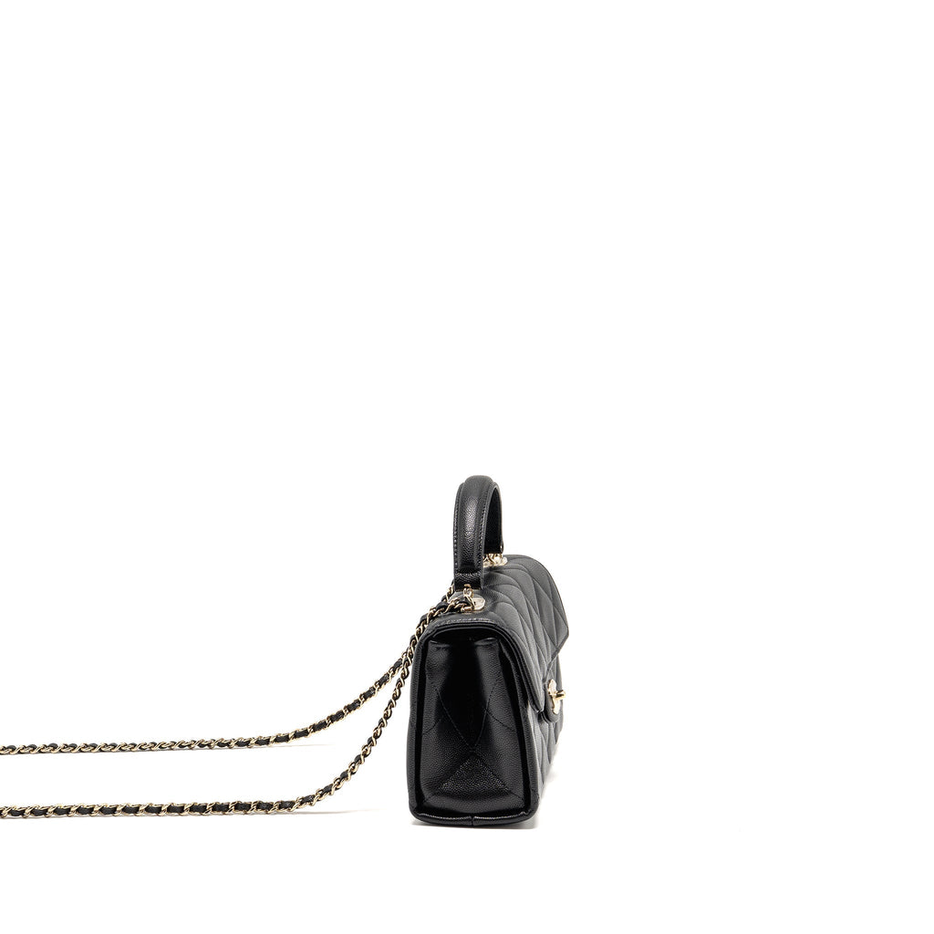 CHANEL TOP HANDLE QUILTED CC FLAP BAG CAVIAR BLACK LGHW (MICROCHIP)