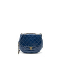 CHANEL QUILTED LARGE FLAP BAG CALFSKIN BLUE GHW