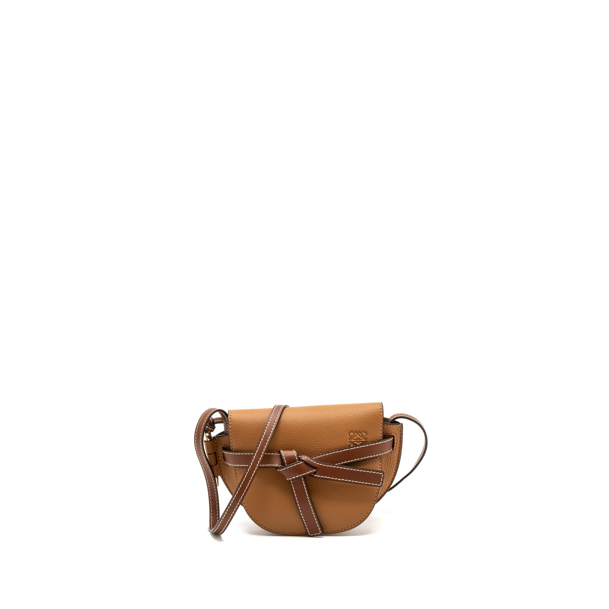 LOEWE MINI GATE GRAINED CALFSKIN BROWN GHW