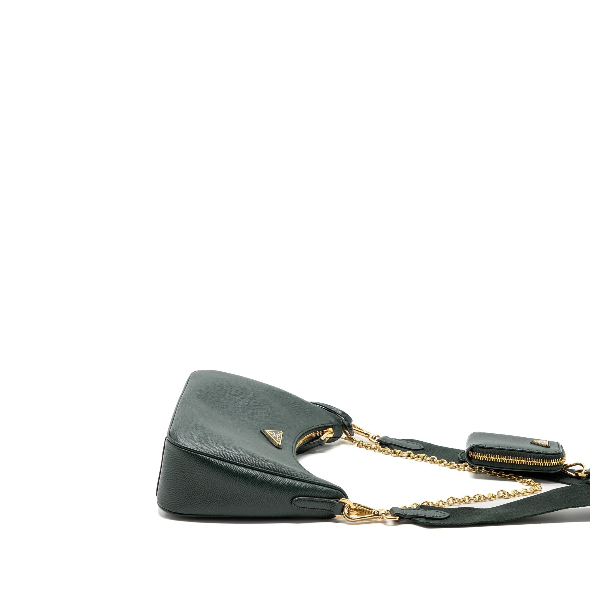 PRADA RE-EDITION 2005 SAFFIANO DARK GREEN GHW