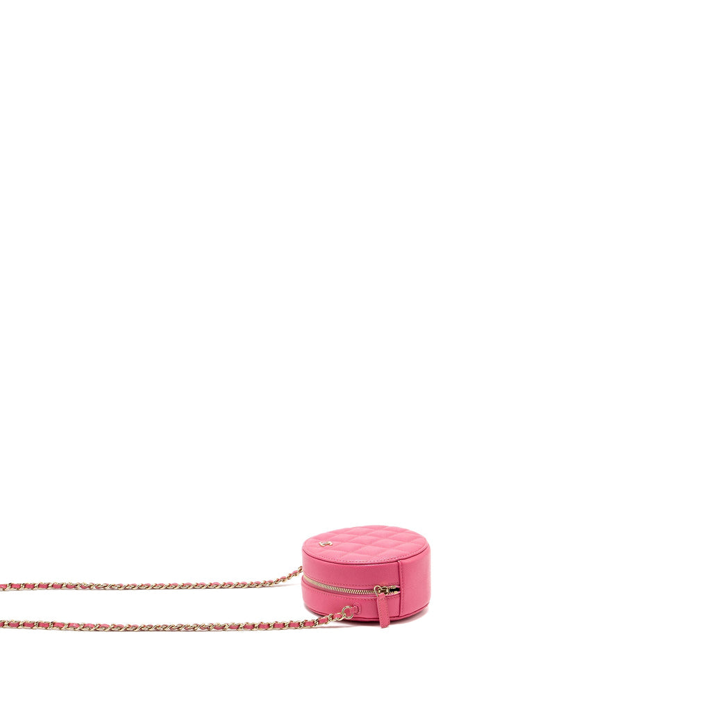 CHANEL ROUND VANITY WITH CHAIN CAVIAR PINK LGHW