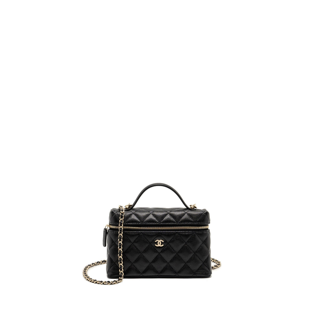 CHANEL CC TOP HANDLE VANITY BAG CAVIAR BLACK LGHW (MICROCHIP)