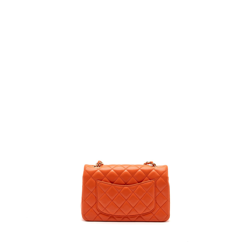CHANEL MINI RECTANGULAR FLAP BAG LAMBSKIN ORANGE SHW