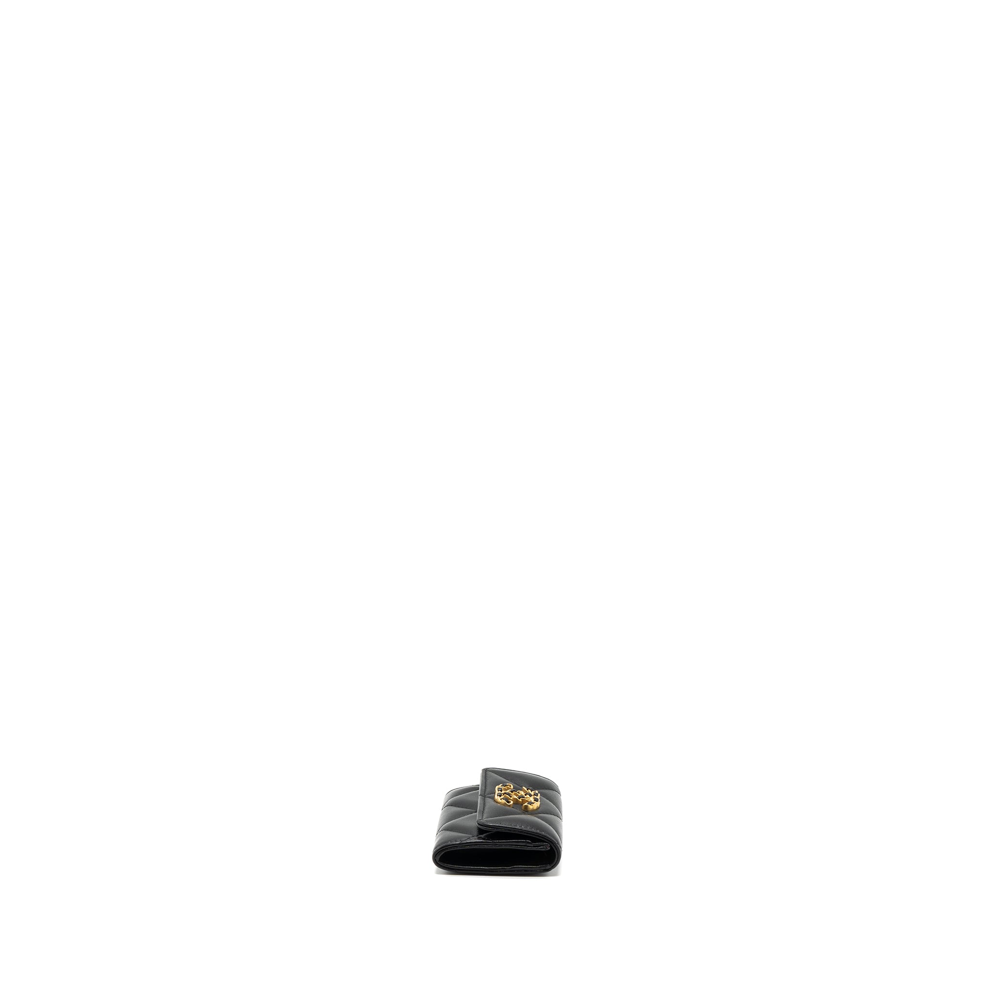 CHANEL 19 FLAP CARD HOLDER LAMBSKIN BLACK GHW (MICROCHIP)