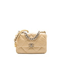 CHANEL LARGE 19 BAG LAMBSKIN LIGHT BEIGE MULTICOLOUR HARDWARE (MICROCHIP)