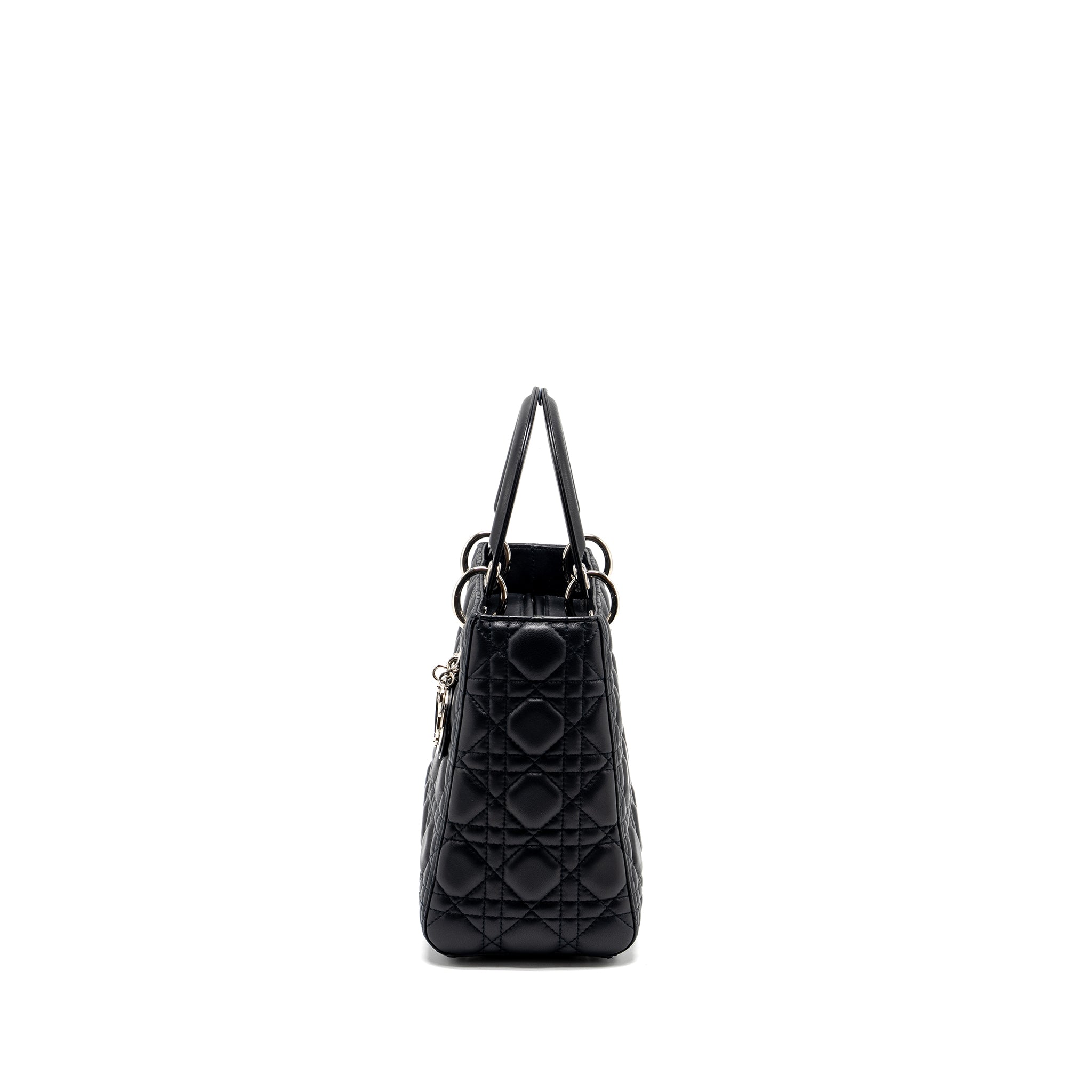 DIOR MEDIUM LADY DIOR LAMBSKIN DARK BLUE SHW