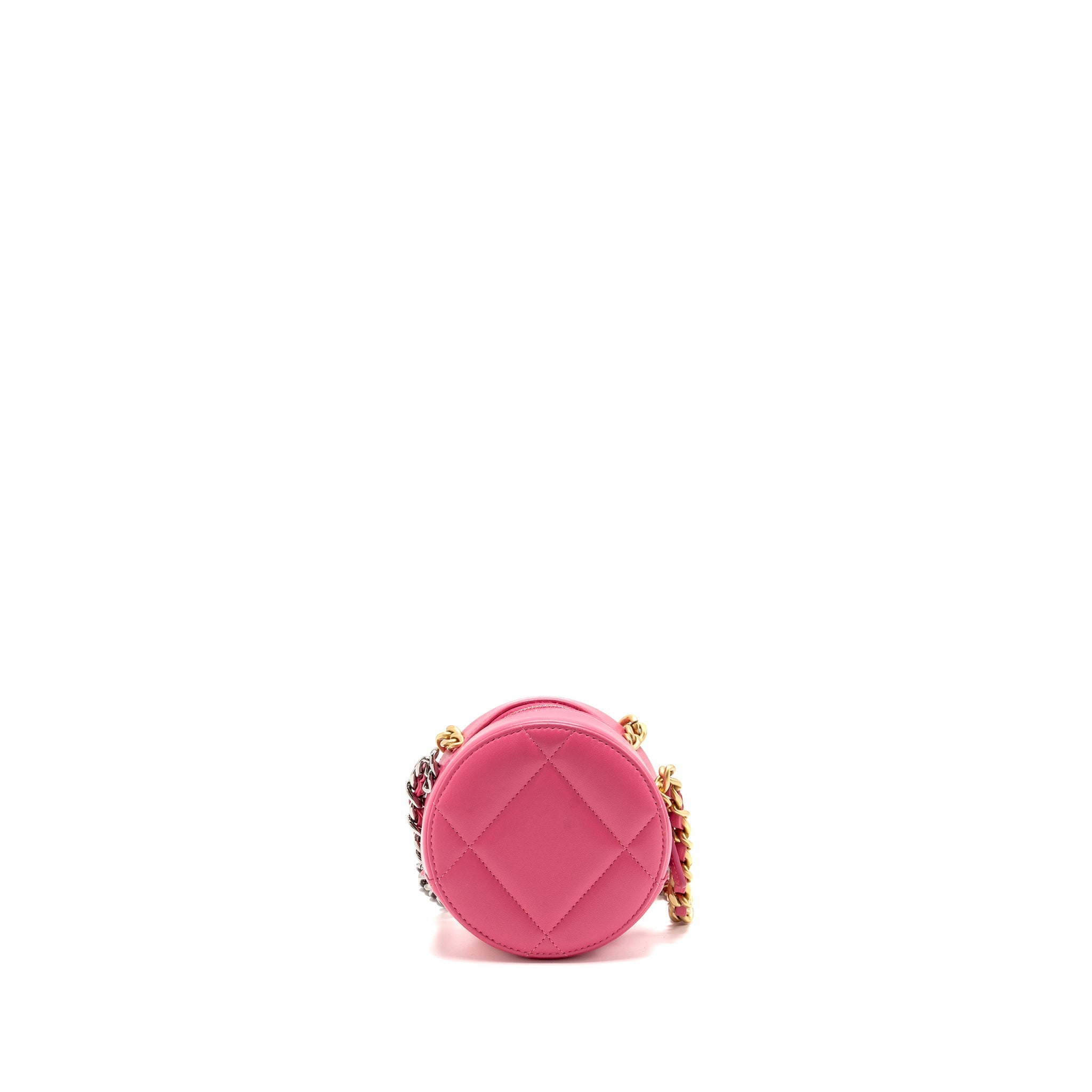 CHANEL 19 ROUND CLUTCH WITH CHAIN LAMBSKIN PINK MULTICOLOUR HARDWARE (MICROCHIP)