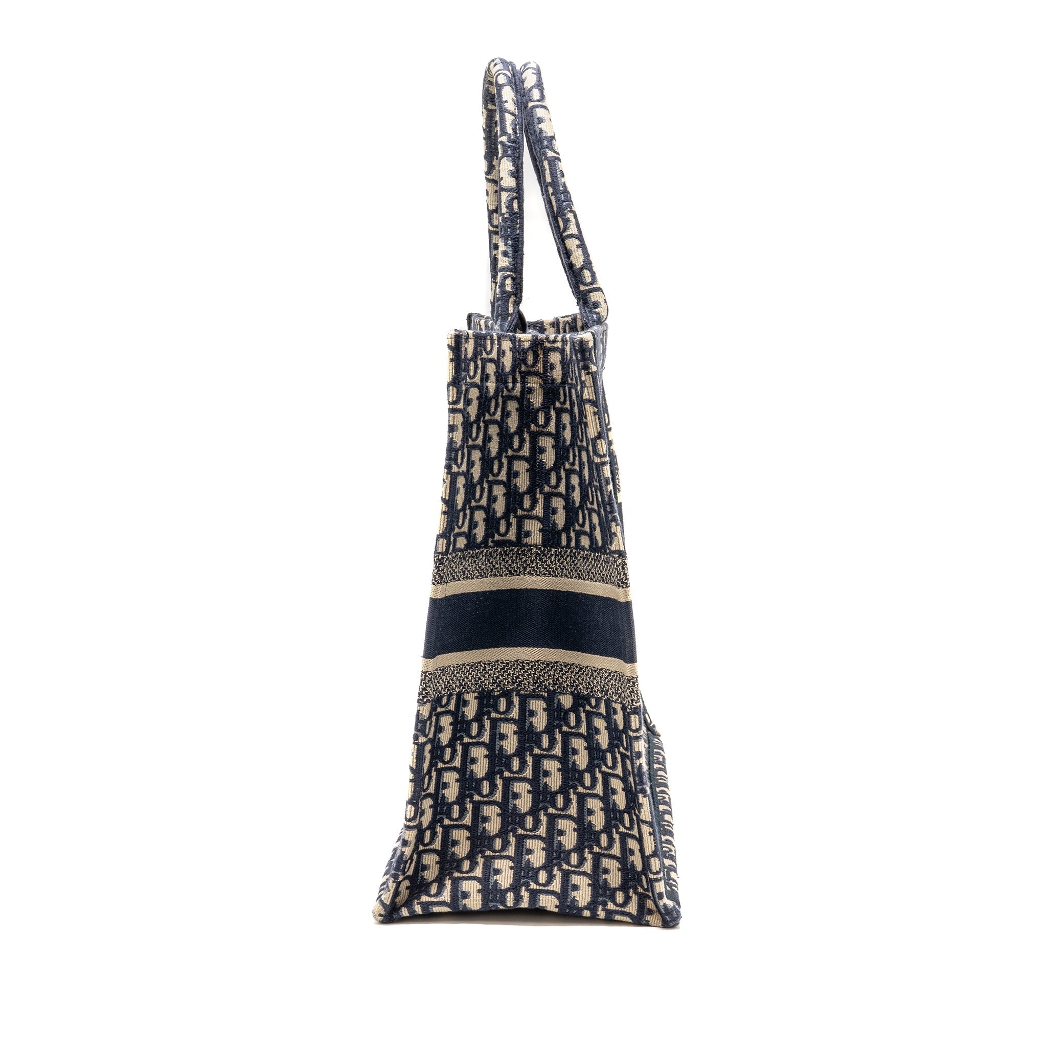 DIOR LARGE BOOK TOTE OBLIQUE EMBROIDERY ECRU/BLUE