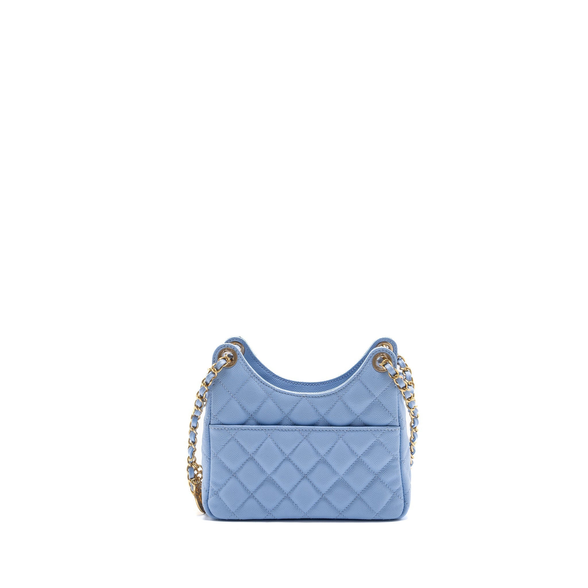 CHANEL 23C SMALL HOBO BAG CAVIAR LIGHT BLUE GHW(MICROCHIP)